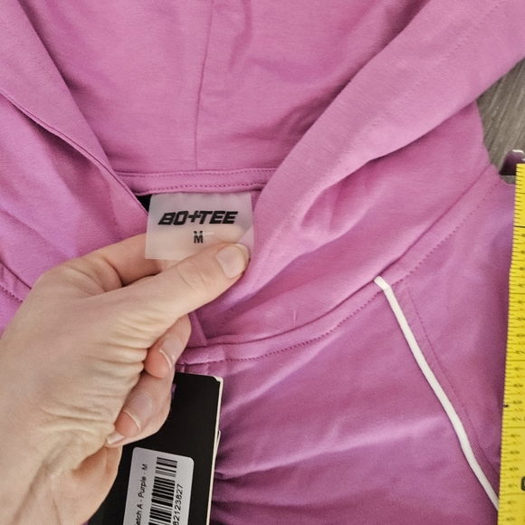 Bo + tee pink cropped ruched hoodie - Picture 6 of 7